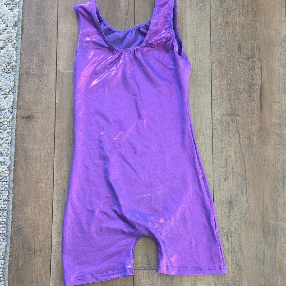 Shiny Purple Gymnastic Sleeveless Bodysuit
